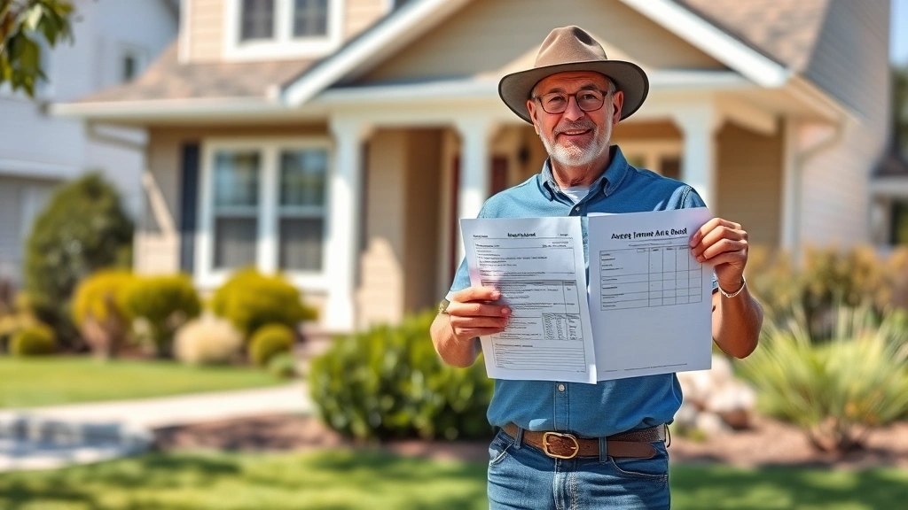 delaware county property taxes - 
Homeowner holding property deed and assessment notice standing in front of thei