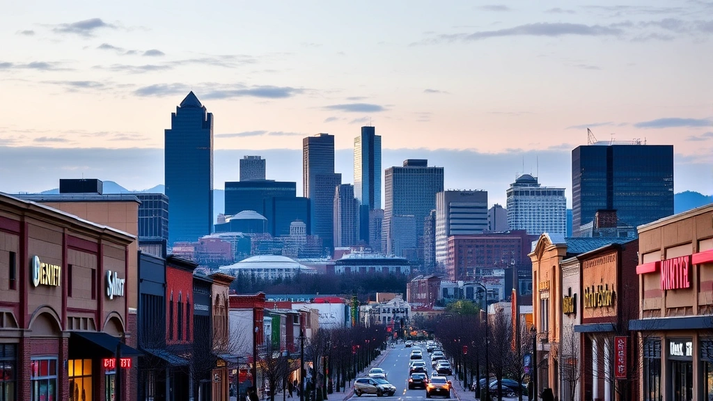 denver co sales tax rate - 
Denver city skyline during daytime with retail storefronts and busy shopping di
