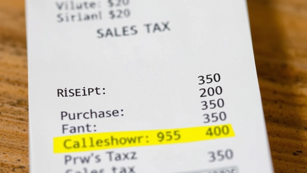 denver co sales tax rate - 
Close-up of receipt showing itemized purchases with sales tax calculation highl