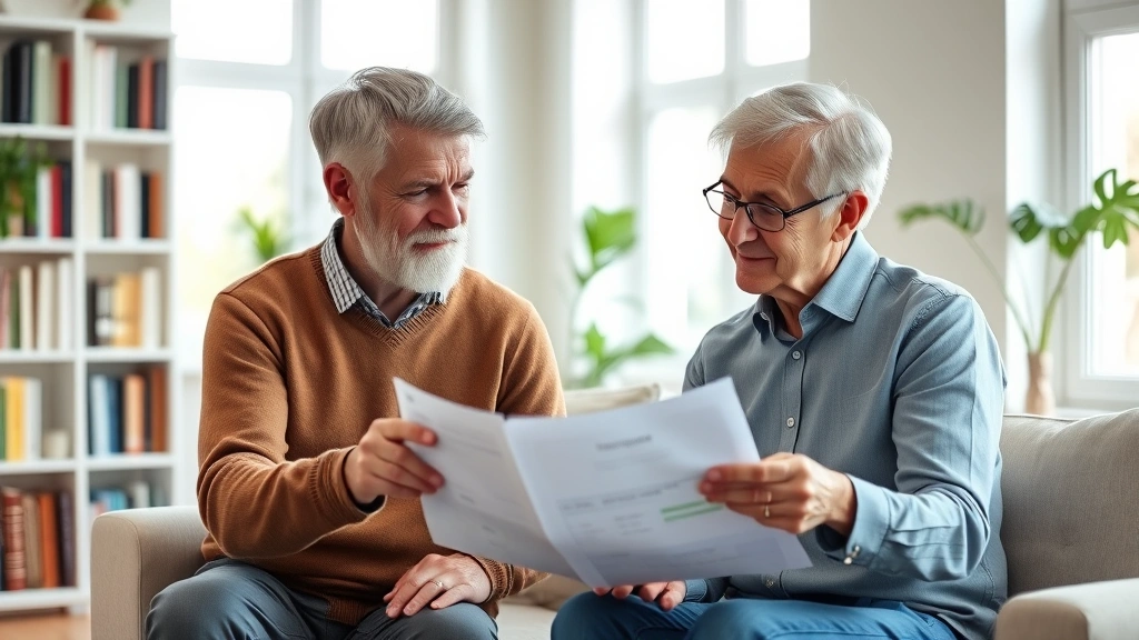 denver county property tax - 
Senior couple reviewing financial documents in comfortable home office with nat