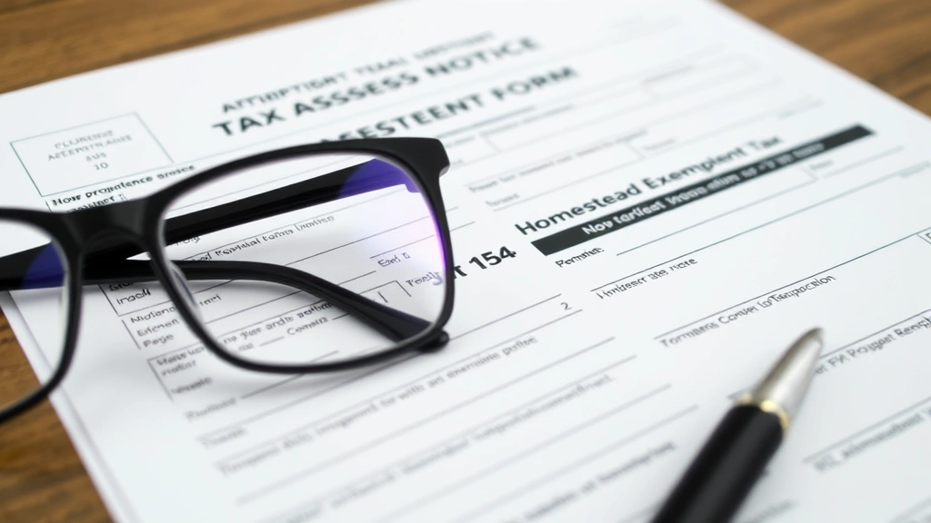 detroit city taxes - 
Close-up of property tax assessment notice and homestead exemption form spread 