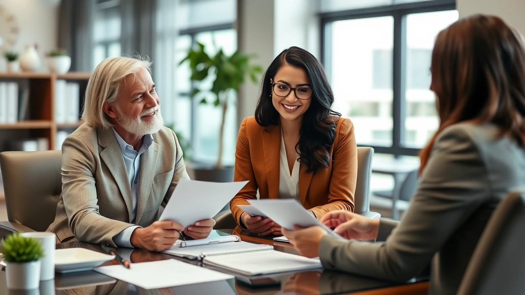 detroit city taxes - 
Diverse couple meeting with financial advisor in professional office setting, r