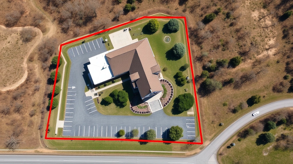 do churches pay taxes on property -
Aerial view of church property with parking lot and surrounding grounds, showin