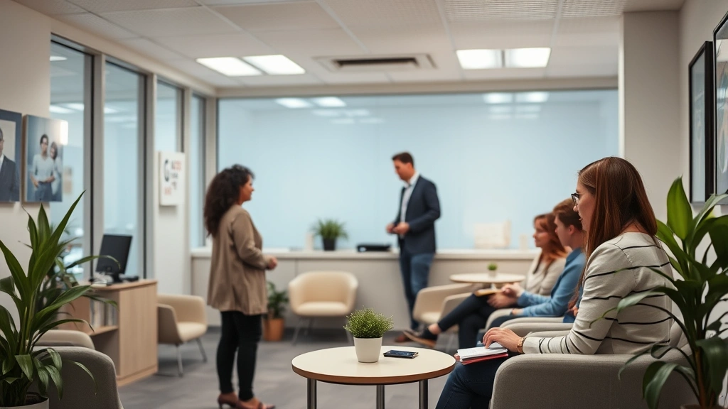 do homeless people pay taxes -
Social services office interior with staff helping clients, professional yet we