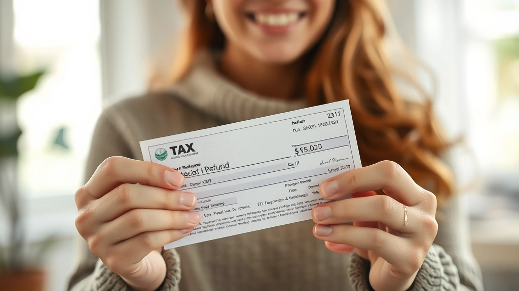 do homeless people pay taxes -
Person holding tax refund check or documents, hopeful expression, financial rel