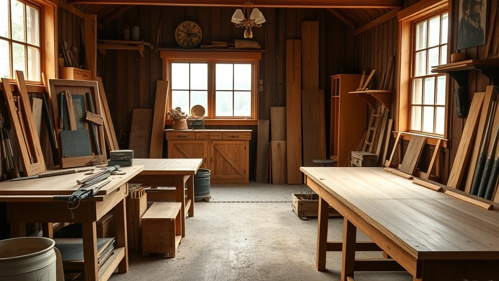 do the amish pay taxes and vote - 
Amish carpentry workshop interior with tools and wooden furniture in progress, 