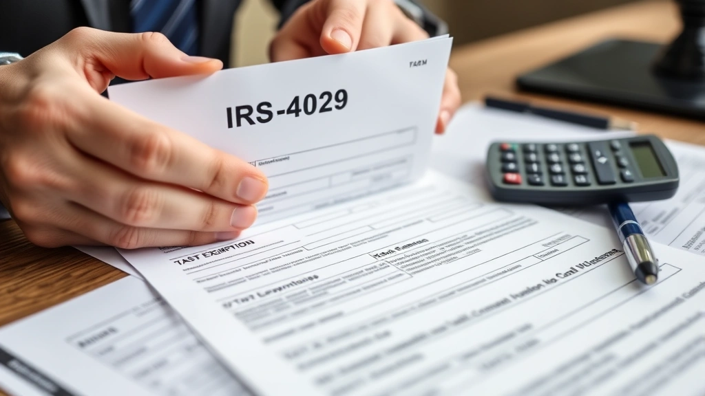 do the amish people pay taxes - 
Professional close-up of hands holding a Form 4029 IRS document with a calculat