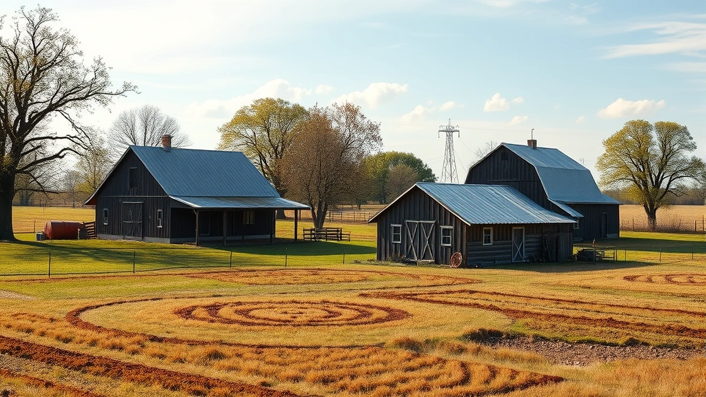 do the amish people pay taxes - 
Photorealistic scene of a rural property with an Amish farmhouse and barn, repr