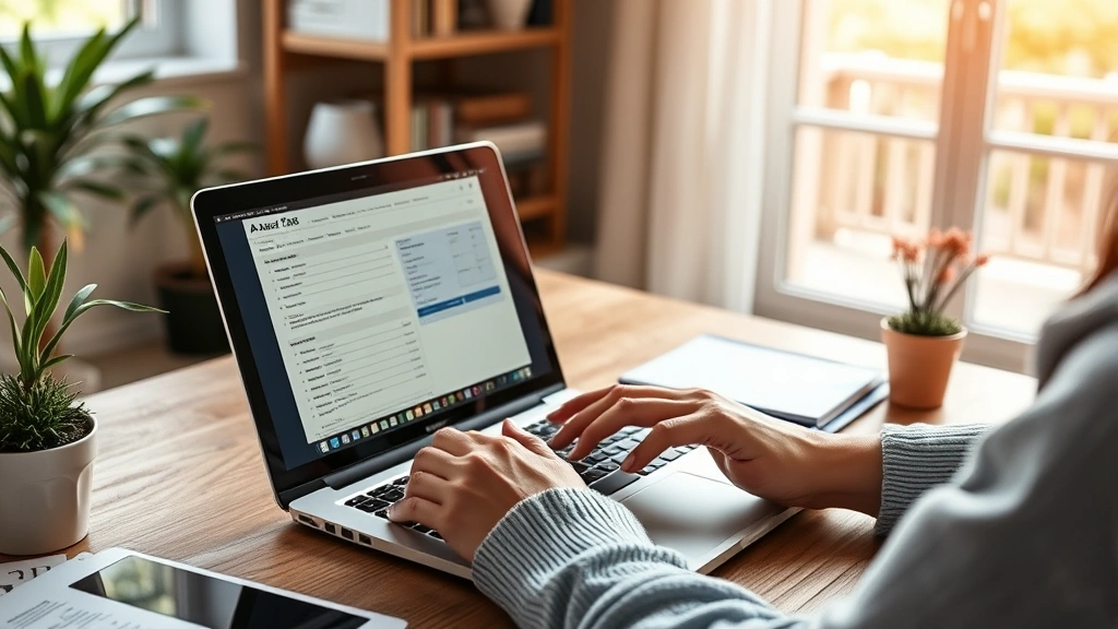 doordash tax forms - 
Person using tax software on laptop to file self-employment taxes, natural ligh