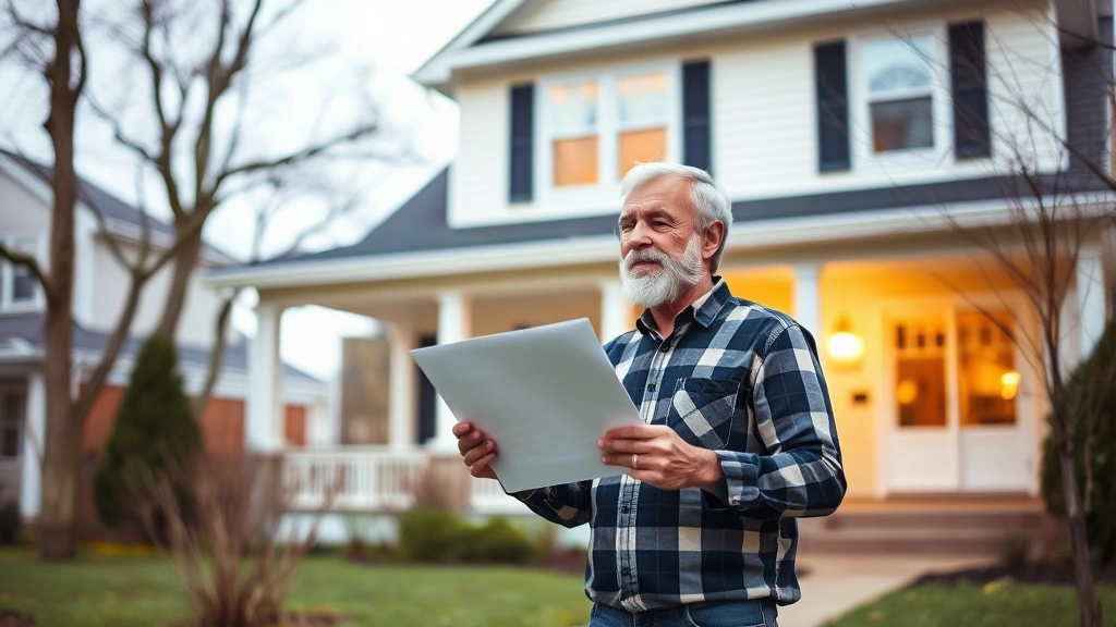 dorchester county property tax - 
Homeowner holding property assessment letter looking thoughtful, standing in fr