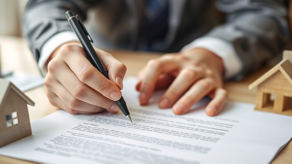 dorchester county property tax - 
Close-up of hands reviewing real estate documents and property deed with pen, p