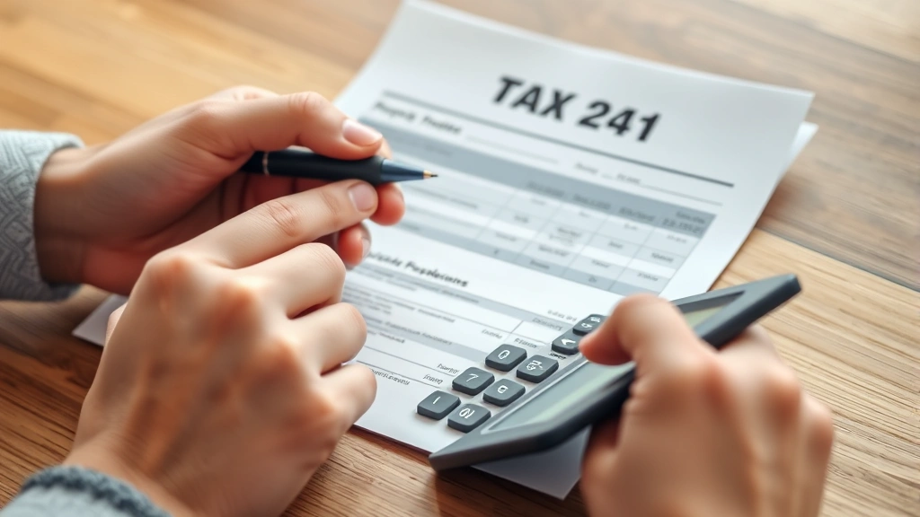 doris maloy tax collector - 
Close-up of hands holding property tax bill and calculator with pen on wooden d