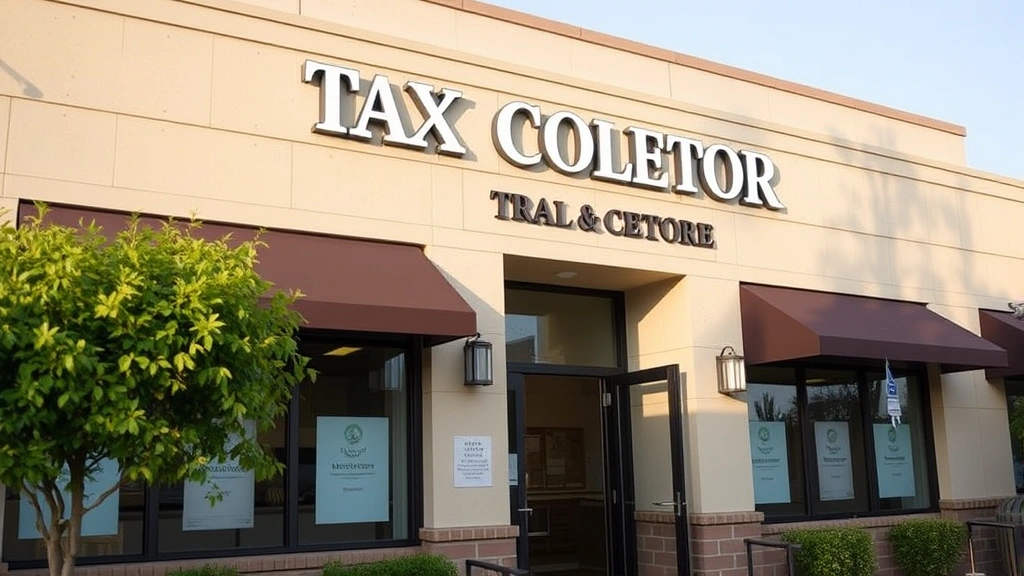 doris maloy tax collector - 
Tax collector office building exterior with official signage and entrance durin