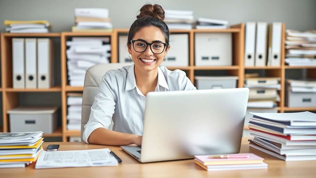 drake tax software cost - 
Confident small business owner at desk with laptop showing tax software, surrou
