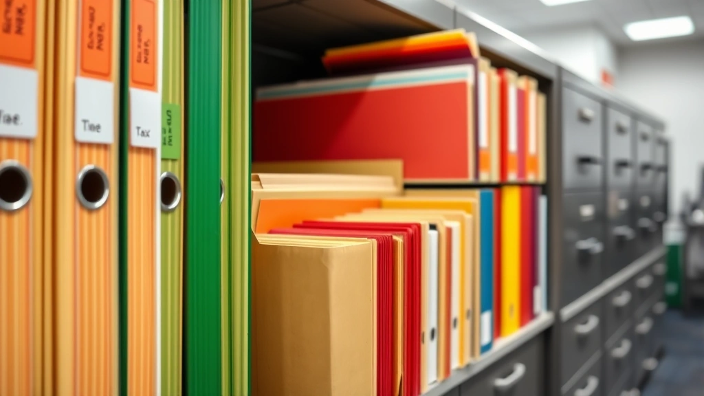 duval county tax collector soutel branch - 
Organized filing system with color-coded property tax folders and records in a 