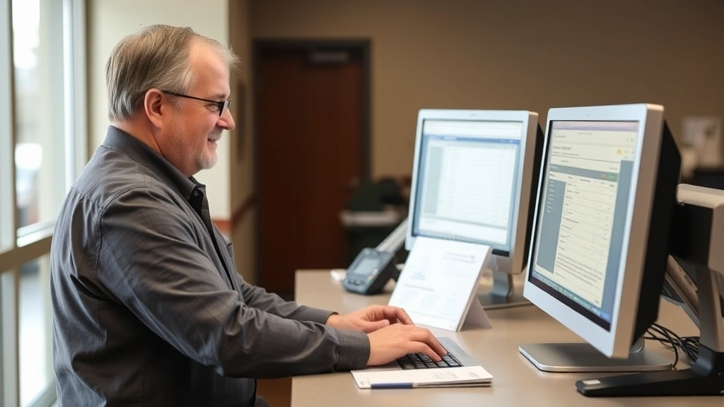 duval county tax collector soutel branch - 
Tax collector or government employee assisting customer at counter with friendl