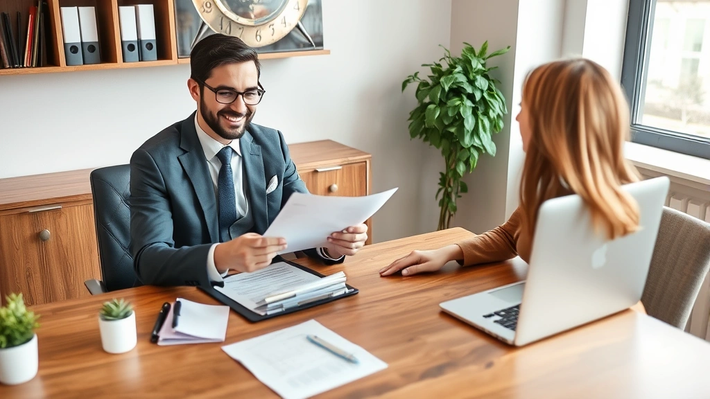 ellison income tax athens ga - 
Smiling CPA or financial advisor in business attire explaining tax forms to cli