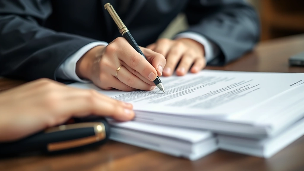 estate tax big beautiful bill -
Close-up of hands signing legal documents with a fountain pen, stack of folders