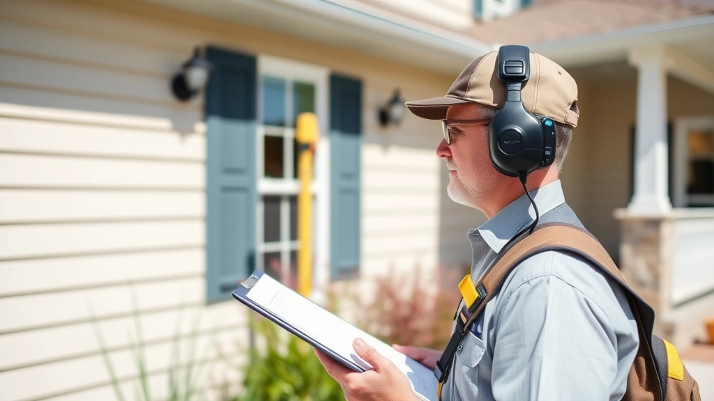 etowah county property tax -
County assessor or appraiser measuring residential home exterior with professio