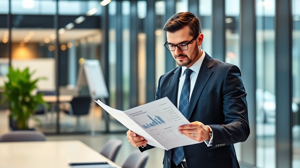 excise tax massachusetts - 
Business professional in suit reviewing financial documents in contemporary off