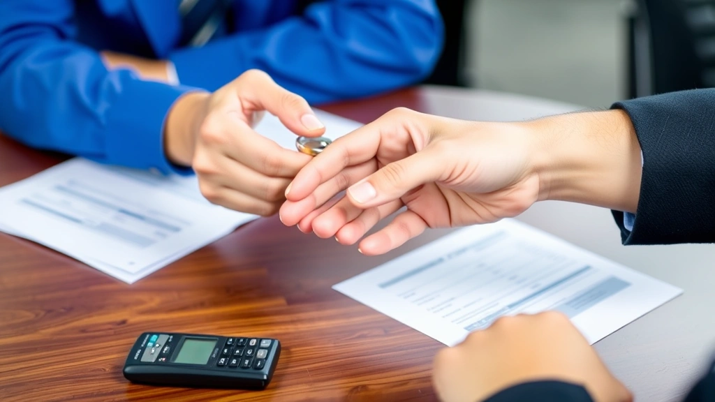 excise tax massachusetts - 
Hands exchanging car keys with paperwork and calculator visible on table
