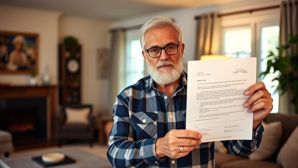 fairfax va property tax - 
Homeowner holding property tax notice letter with concerned expression in livin