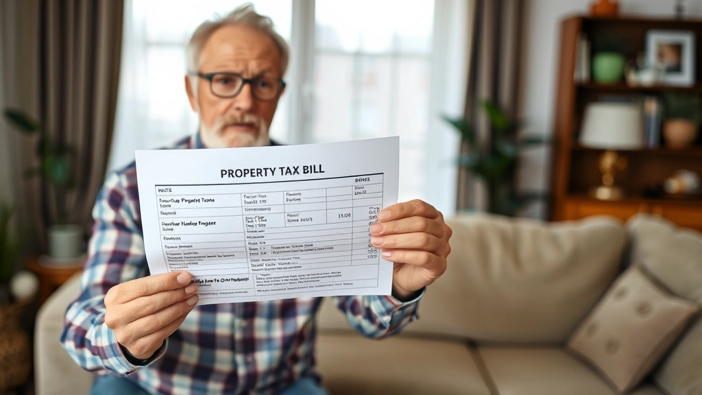 fayette county property tax - 
Homeowner holding property tax bill and assessment notice with concerned expres