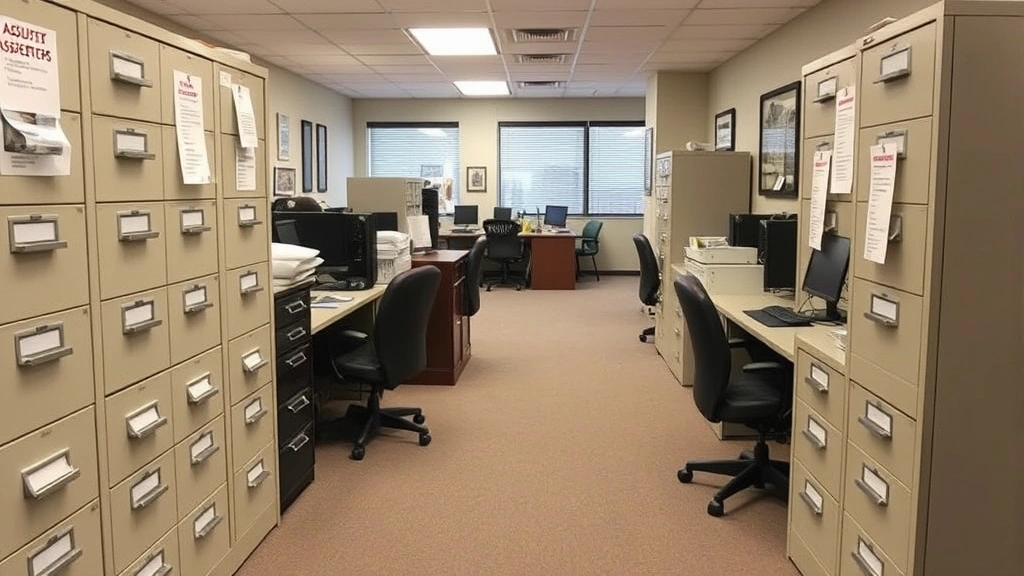 fayette county tax records - 
County assessor’s office interior with filing cabinets and computer works