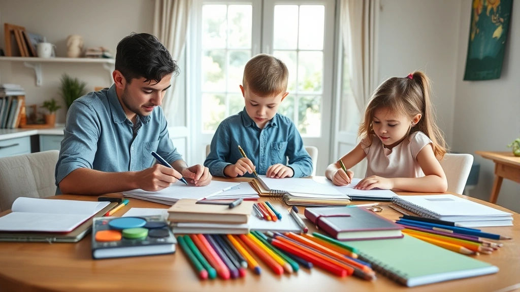 florida back to school tax free 2025 - 
Family of three organizing school supplies on a table at home, notebooks and pe