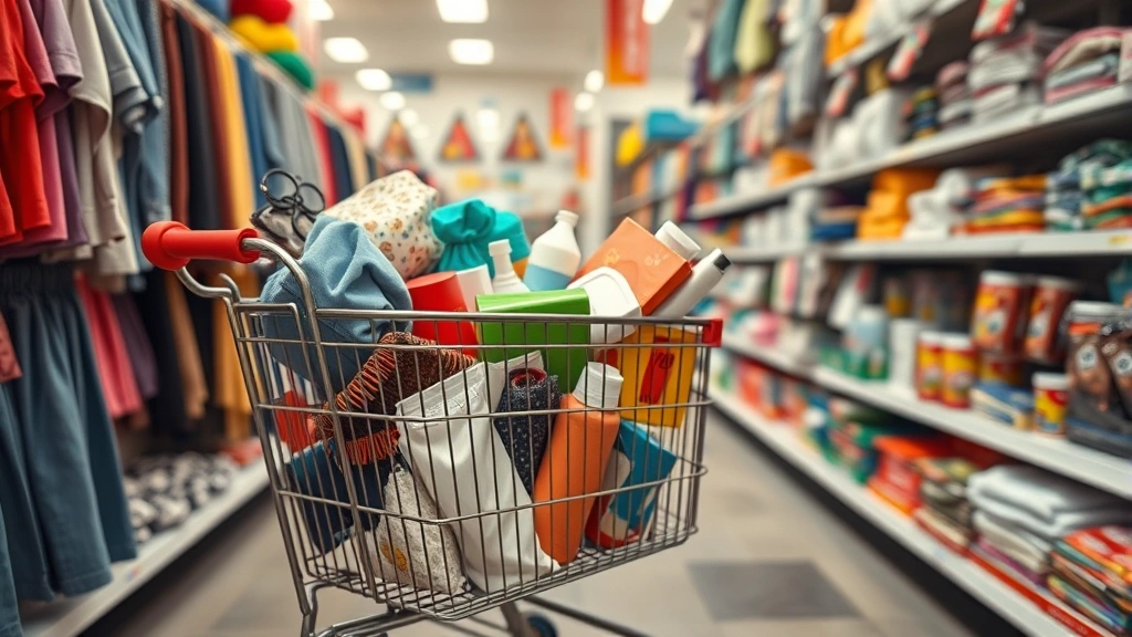 florida back to school tax free 2025 - 
Shopping cart filled with clothing items and supplies in a retail store, wide a