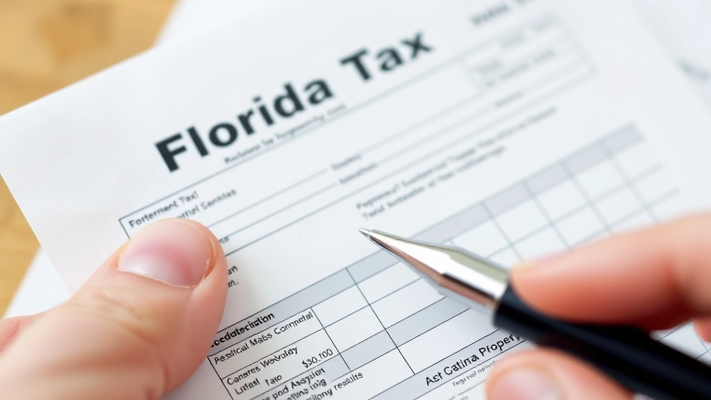 florida property tax elimination - 
Close-up of a hand holding a Florida property tax bill statement with a pen
