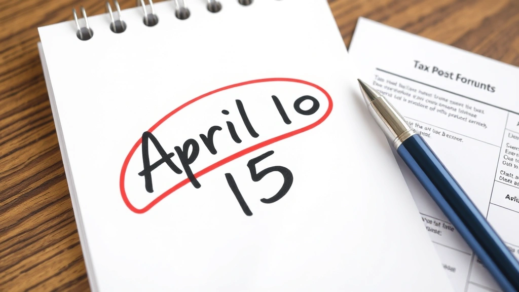 florida tax extension - 
Closeup of calendar with April 15 circled in red marker, tax forms and pen besi
