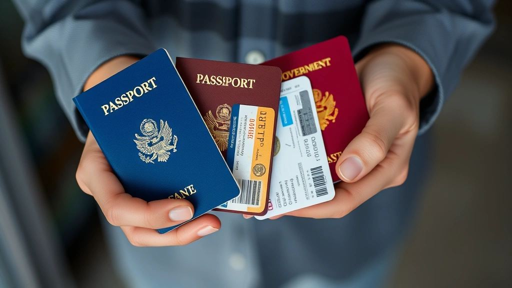 foreign tax identifying number -
Close-up of hands holding multiple country passports and government tax identif