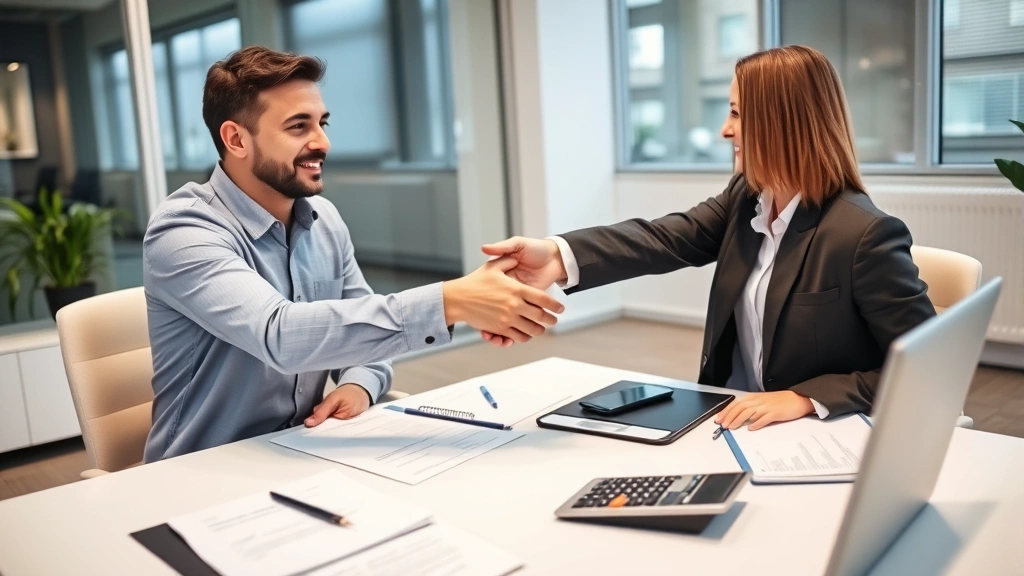 free tax usa file for extension - 
Handshake between tax professional and client in modern office setting with tax