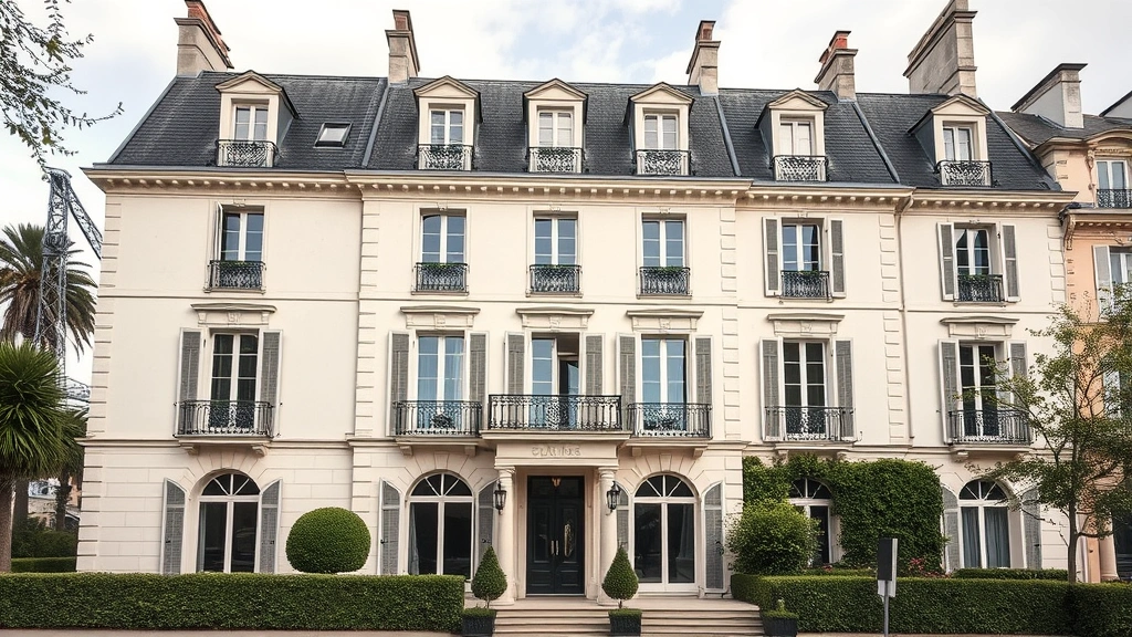 french weath tax - 
Luxury French villa or apartment building exterior, showcasing high-value real 