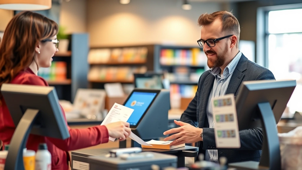 garden grove sales tax -
Business owner processing payment at checkout register with sales tax receipt p