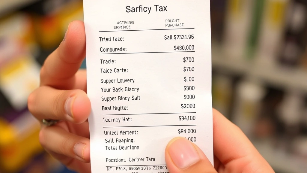 garden grove sales tax -
Close-up of hands holding receipt showing itemized purchase with sales tax brea