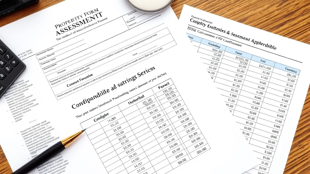 gaston county tax office - 
Detailed shot of property deed, assessment form, and comparable sales data spre
