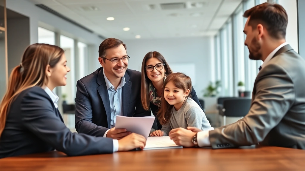 georgia 529 tax deduction - 
Financial advisor in business attire meeting with young family in modern office