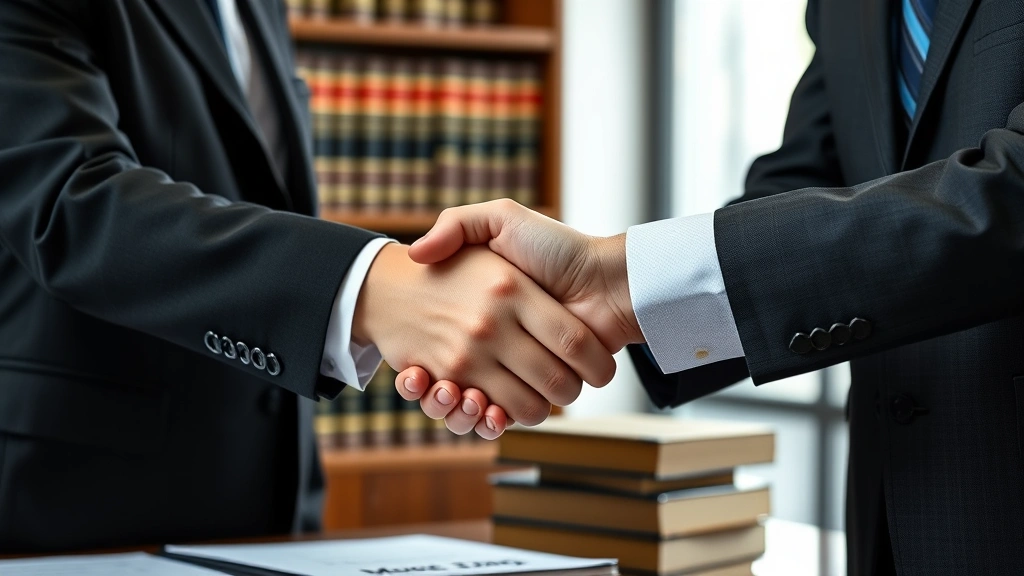 georgia estate tax -
Handshake between a lawyer and client in a law office with law books visible in