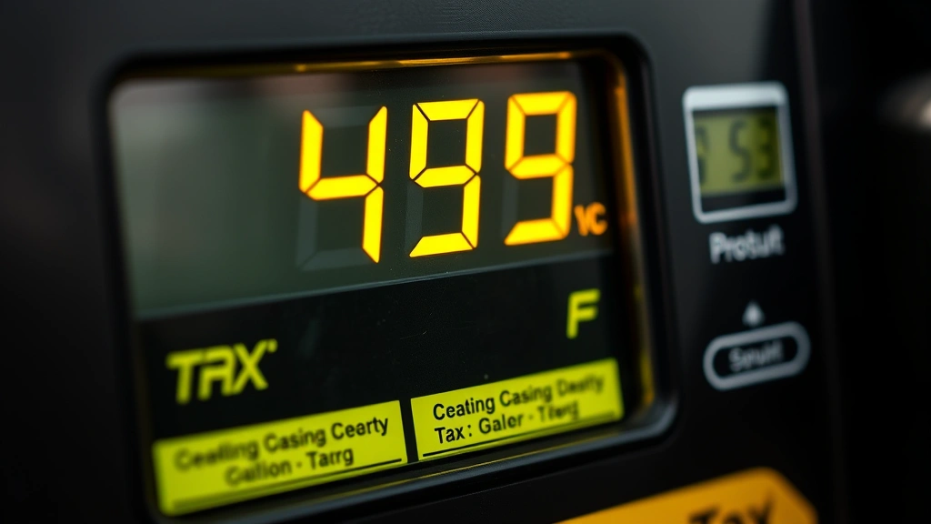 georgia gas tax - 
Close-up of gas pump display showing price per gallon with tax breakdown visibl