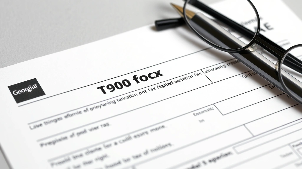 georgia state tax form - 
Close-up of completed Georgia Form 500 tax return with pen and reading glasses 