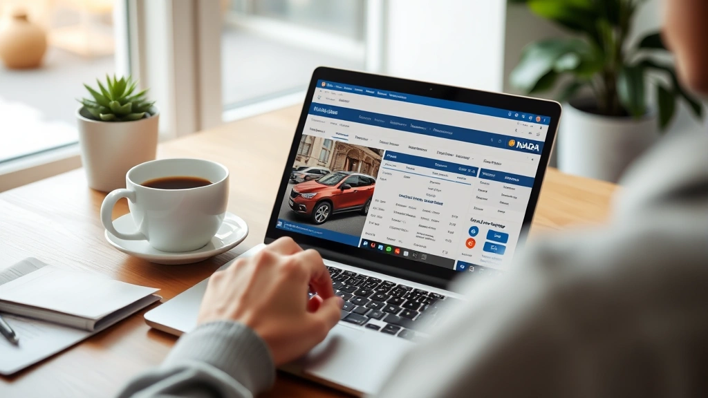 georgia title ad valorem tax - 
Person using laptop to research vehicle values and pricing on NADA guide websit