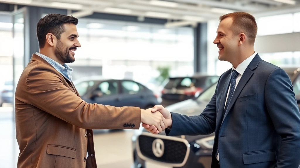 georgia vehicle sales tax - 
Male customer shaking hands with dealership manager after successful negotiatio