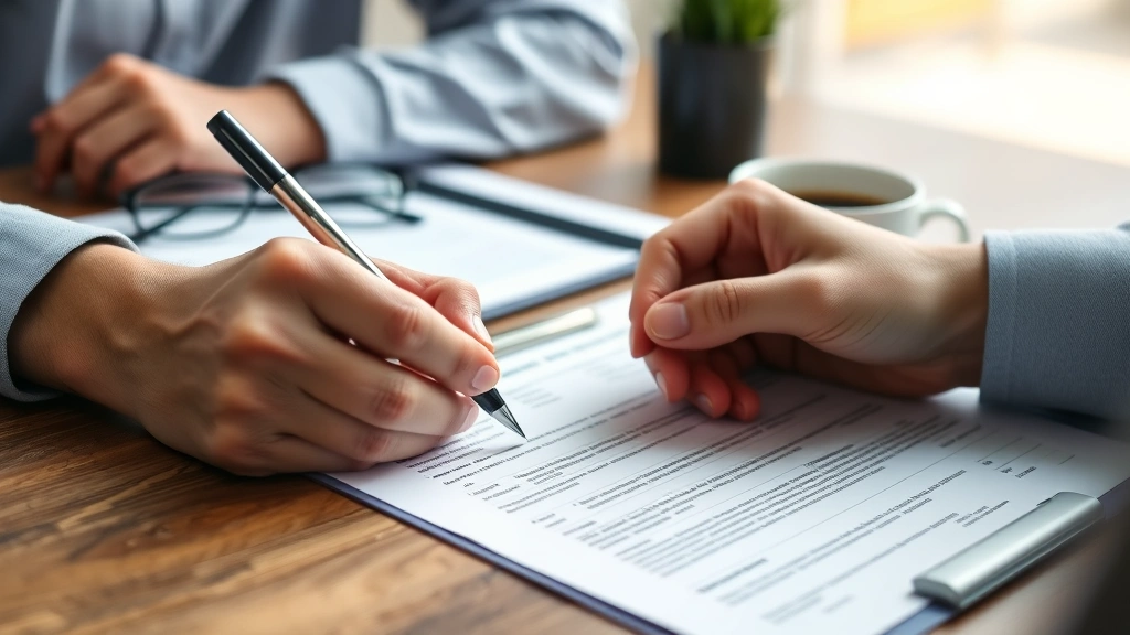 gift tax form 709 - 
Close-up of hands holding a pen, signing tax documents on a wooden desk with gl