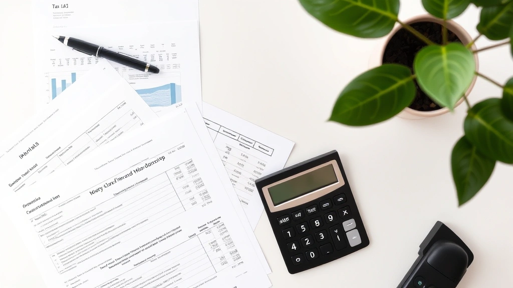 gift tax form 709 - 
Overhead shot of organized financial paperwork, tax forms, and a calculator spr