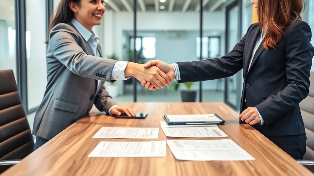 gift tax form 709 - 
Two professionals in business attire shaking hands across a desk during a tax c