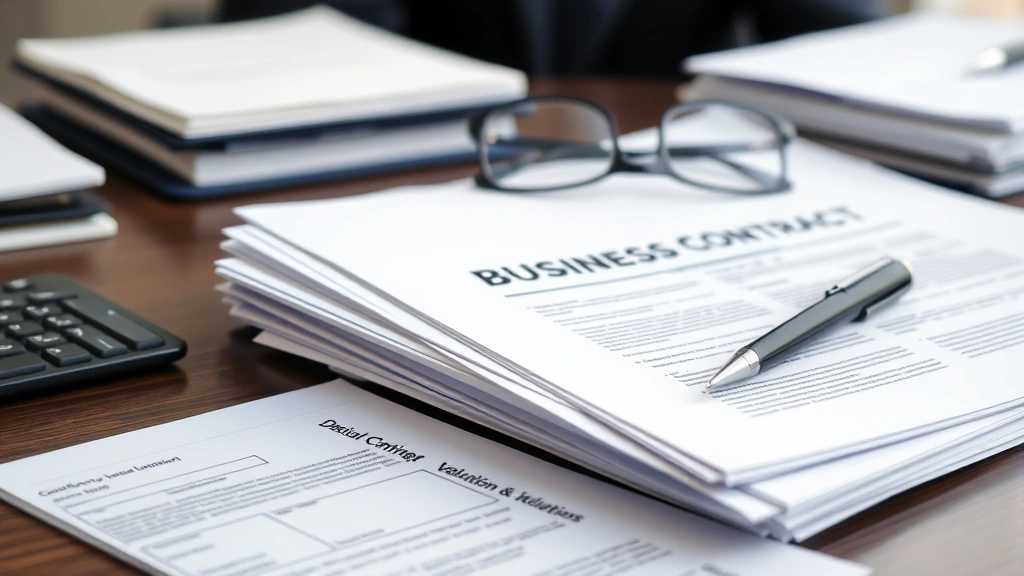 goodwill tax deduction - 
Stack of business contracts and valuation documents on desk with pen and glasse