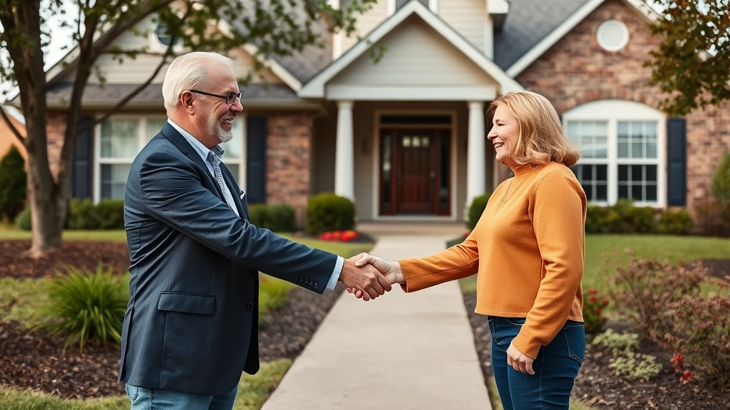 greene county mo property tax - 
Real estate professional and homeowner shaking hands in front of well-maintaine
