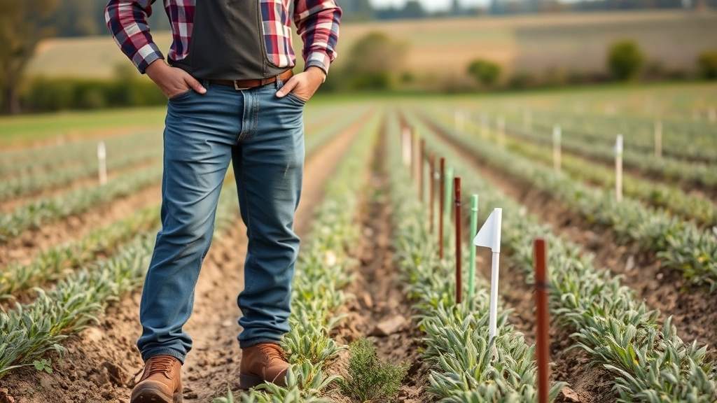 greene county mo property tax - 
Farmer standing in agricultural field with property boundary markers visible
